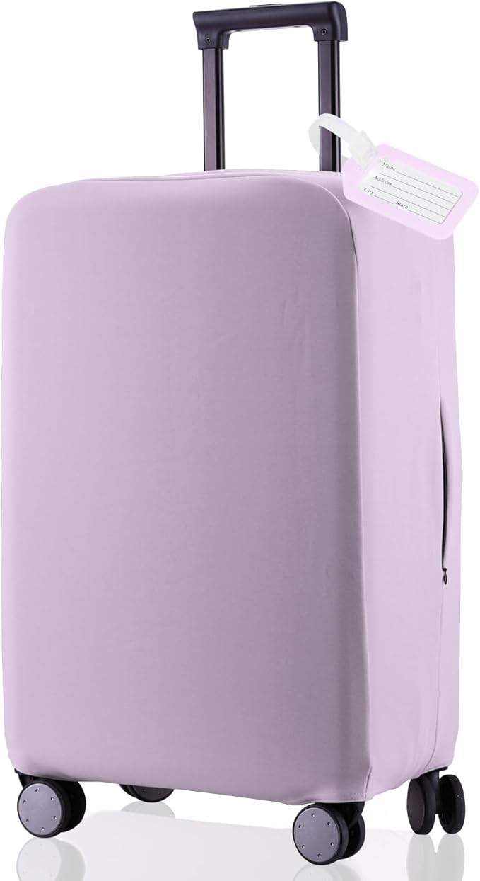 Travel Luggage Cover Suitcase Protector Scratch-Resistant Fit 19-31 Inch Suitcase, Not Included Suitcase (Lavender Purple, M(24-25 inch))