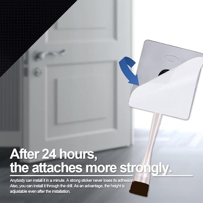 One-Touch Doorstop Adhesive Bracket (Black, 6inch x 1pack)