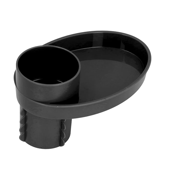 Snack Tray for Kids Car Seat with Secure and Sturdy Design, Versatile Usage, Compact and Portable Design, Easily Attachable, Cup Holder (Black)