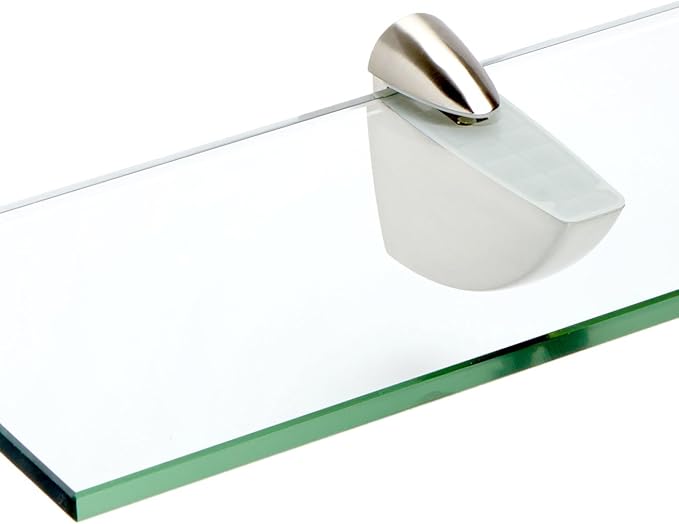 Spancraft Glass O-6x27-Brushed Steel Oriole Glass Shelf, Brushed Steel, 6" x 27"