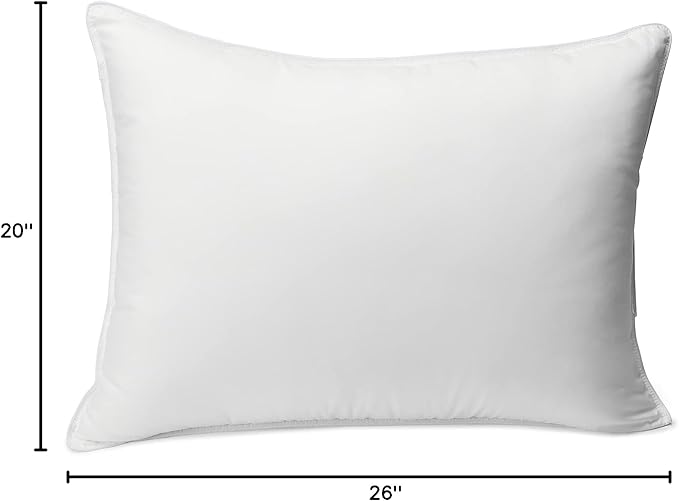 Amazon Basics Down Alternative Bed Pillows and Pillow Protector Case 2-Piece Set, Medium Density, Standard - Pack of 2, White, 26"L x 20"W