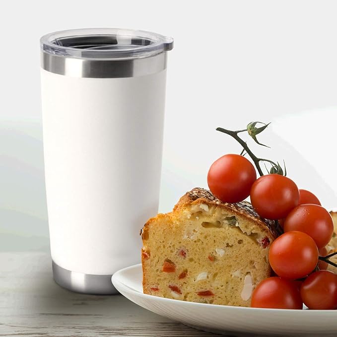 HASLE OUTFITTERS 20oz Stainless Steel Tumblers Bulk, Insulated Travel Cup with Lid, Double Wall Vacuum Coffee Mug for Cold & Hot Drinks 4 Pack, White