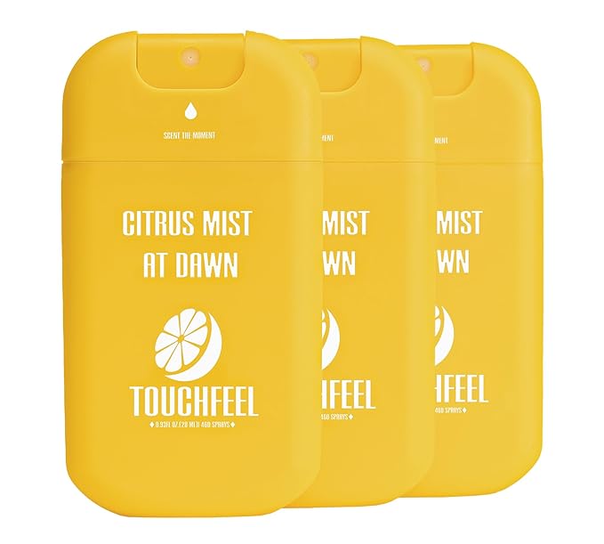 Power Mist Hand Sanitizer Spray, Scented Hydrating Hand Sanitizers Travel Size Refillable, Pocket Portable 3-Pack (Citrus mist at dawn) 0.93Fl Oz 460-Sprays Each