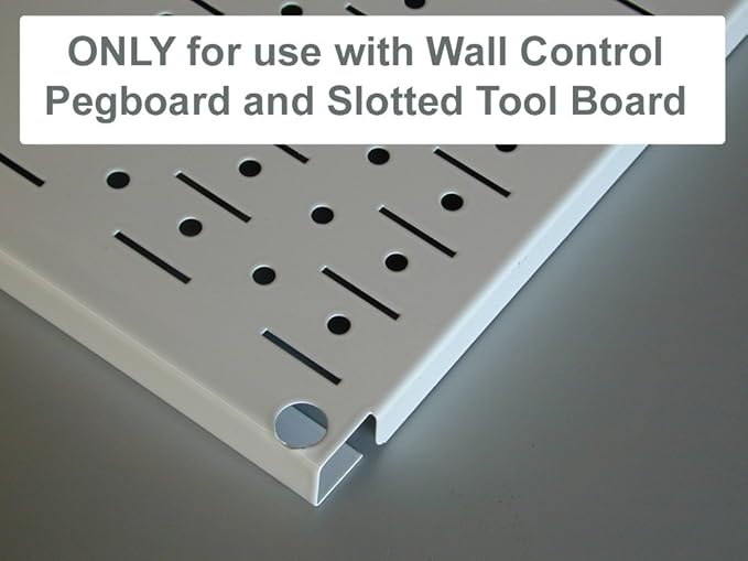 Wall Control Pegboard Organizer 4 ft. Metal Pegboard Standard Tool Storage Kit & Pegboard Shelf 6in Deep Pegboard Shelf Assembly for Pegboard and Slotted Tool Board – White