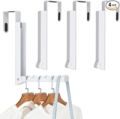 4PCS Over The Door Hanger Folding Over The Door Clothes Drying Rack Folding Hanging Coat Rack Foldable Portable Clothing Hanger Hooks for Laundry Bathroom Bedroom Dorm Travel