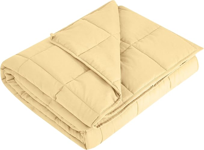 L'AGRATY Weighted Blanket - 60"x80" 15lbs Cooling Breathable Heavy Blanket Microfiber Material with Glass Beads Big Blanket for Adult All-Season Summer Fall Winter Soft Thick Comfort Blanket