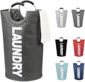 DOKEHOM 125L X-Large Collapsible Washing Laundry Basket Bag (7 Colors) for Bedroom, Fabric (Dark Grey, XL)