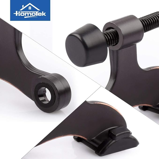 HOMOTEK 4 Pack Hinge Pin Oil Rubbed Bronze Door Stopper,Adjustable Deluxe Heavy Duty Door Stopper 2-1/2"x1-3/4”,with Black Rubber Bumper Tips