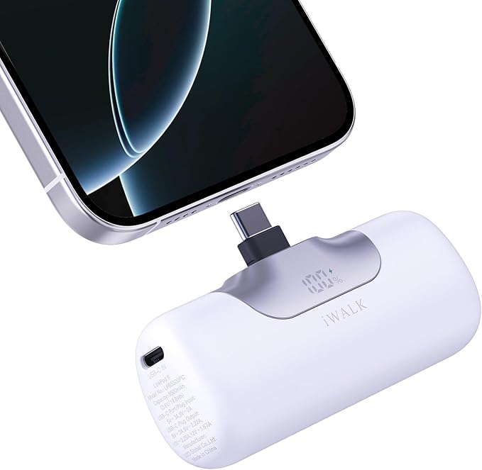 iWALK Portable Charger 5500mAh Next-Gen Small Power Bank 22.5W Fast Charging Battery USB-C Portable Phone Charger for iPhone 16/15 16 Plus 16 Pro Max iPad, Samsung Galaxy S25 S24 S23 Android, White