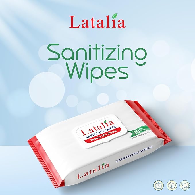 Hand Wipes | 80% Alcohol Hand Sanitizer Wipes for Hands & Face Moisturizing, Gentle, Convenient and Fragrance Free (Pack of 5, 20 Counts)