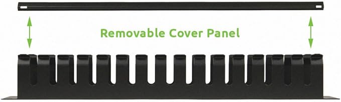 NavePoint 2U Metal Rack Mount Horizontal Cable Manager Duct Raceway for 19 Inch Server Rack