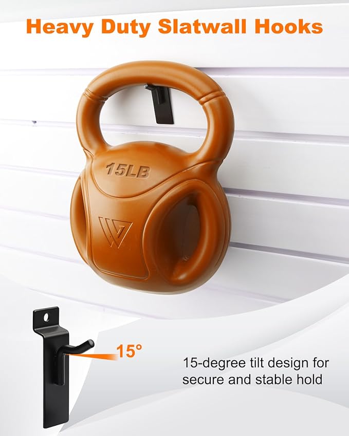 1" Slatwall Hooks, 30 Pack Slatwall Accessories, Garage Slat Wall Hanging Display Hooks for Panel, Black