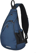 mixi Sling Bag Men Backpack Unisex One Shoulder Bag Hiking Travel Backpack Crossbody with USB Port for Men Women Versatile Casual Daypack-17 inch,Dark Blue