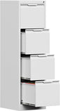 4 Drawer File Cabinet with Lock,17.8" Deep Metal Filing Cabinet,Vertical File Cabinets for Home Office,Locking File Drawer Tall for Hanging Letter/A4/Legal Folders, Easy Assemble-White
