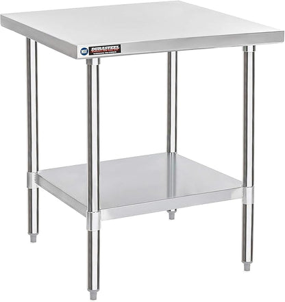 DuraSteel 30x30 Stainless Steel Work Table - NSF Commercial Prep Metal Table - Outdoor Pizza Oven Stand w/Under Shelf - Kitchen Island Laundry Utility Garage Microwave Stand Large Rolling Storage Cart