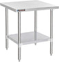DuraSteel 30x30 Stainless Steel Work Table - NSF Commercial Prep Metal Table - Outdoor Pizza Oven Stand w/Under Shelf - Kitchen Island Laundry Utility Garage Microwave Stand Large Rolling Storage Cart