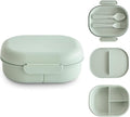 mushie Kids Bento Lunch Box | 3-Compartment & Removable Divider + Fork & Spoon Utensils | Great For Meals, School, Snacks On-the-Go | Dishwasher Safe (Sage)