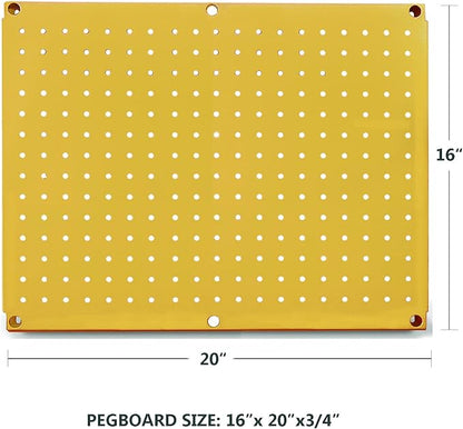 Metal Pegboard 12-Inch Tall x 16-Inch Wide Heavy Duty Wall Organizer for Home Garage Tool Storage 4pcs Yellow
