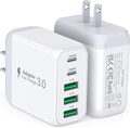 USB C Wall Charger Block, 2Pack 50W 5-Port C Charger Fast Charging Block PD Power Adapter +QC 3.0 Multiport Type C Box Brick Cube USB A Wall Plug for iPhone 16/15/14 Pro Max Plus, iPad,Samsung Galaxy