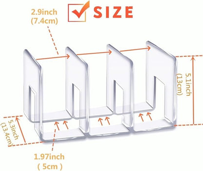 LUGUNU Clear Acrylic Purse Organizer - 3-Section Divider for Handbag Closet Storage - Durable Rack for Purses, Clutches More (Set of 4)