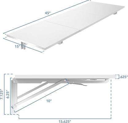 Mount-It! Heavy Duty Wall Mounted Drop Leaf Table, Folding Wall Mounted Desk, Drop Down to Save Space 45x15x7, Folding Laundry Table for Small Spaces, Home Office, Garage, Basement Kitchen