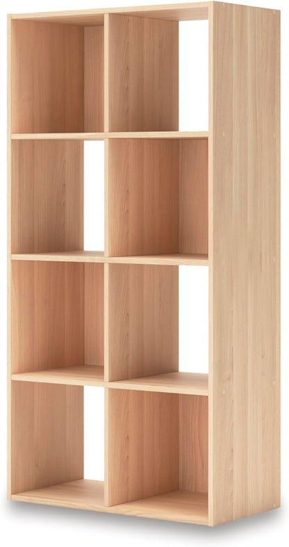 Signature Design by Ashley Piperton Contemporary 4-Tier Floor Standing 8 Cube Organizer, Wood, Works with 10.5" W x 10.5" D x 11" H Storage Bin (Sold Separately), Light Brown