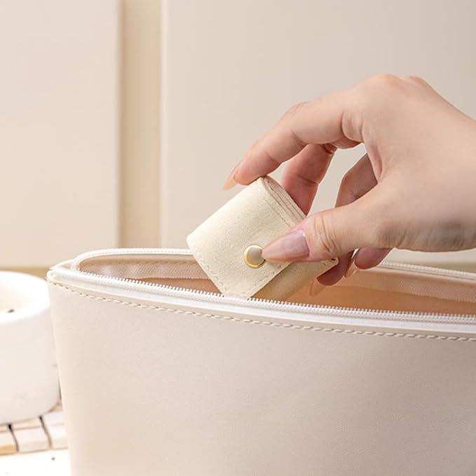 Mini Travel Jewelry Bag, 2025 New Travel Jewelry Case Organizer, Portable Foldable Compartment Auxiliary Mini Travel Jewelry Roll Bag With Buckle For Small Jewelry Earrings, Rings, Necklaces (G)