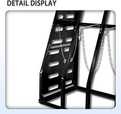 Steel Vertical Long Parts Storage Rack, Lumber Storage Rack 1500 LBS Capacity, Heavy Duty Standing Bar Rack with Safety Chain for Garage Workshop Factory, 4 Bays, Black,