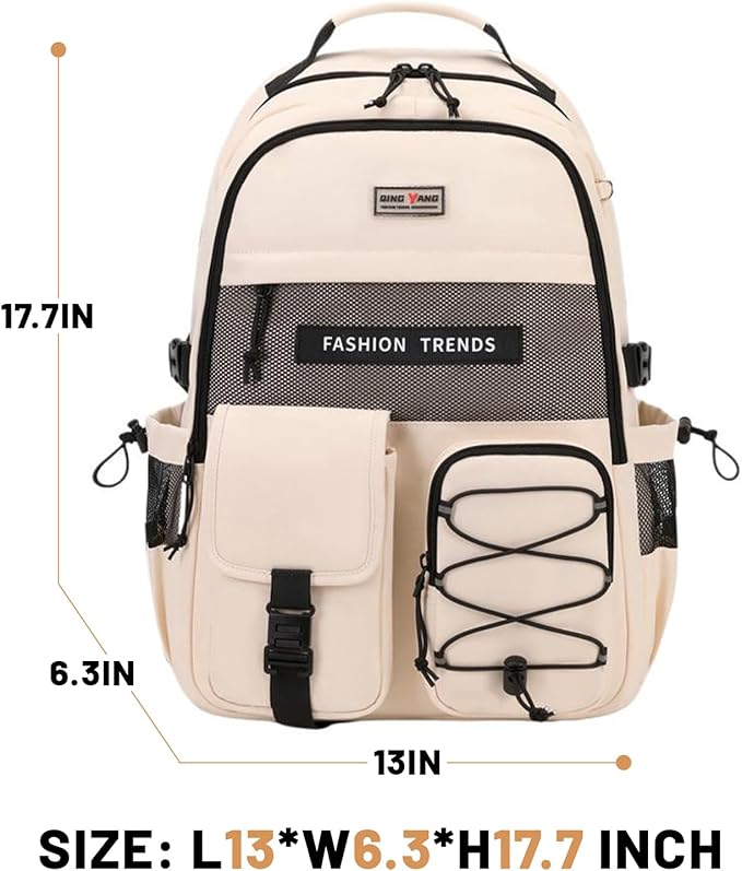 Lohol Multi-Pocket Backpack with 15.6 inch Laptop Compartment, Water Resistant Bookbag for School College and Travel (Black)