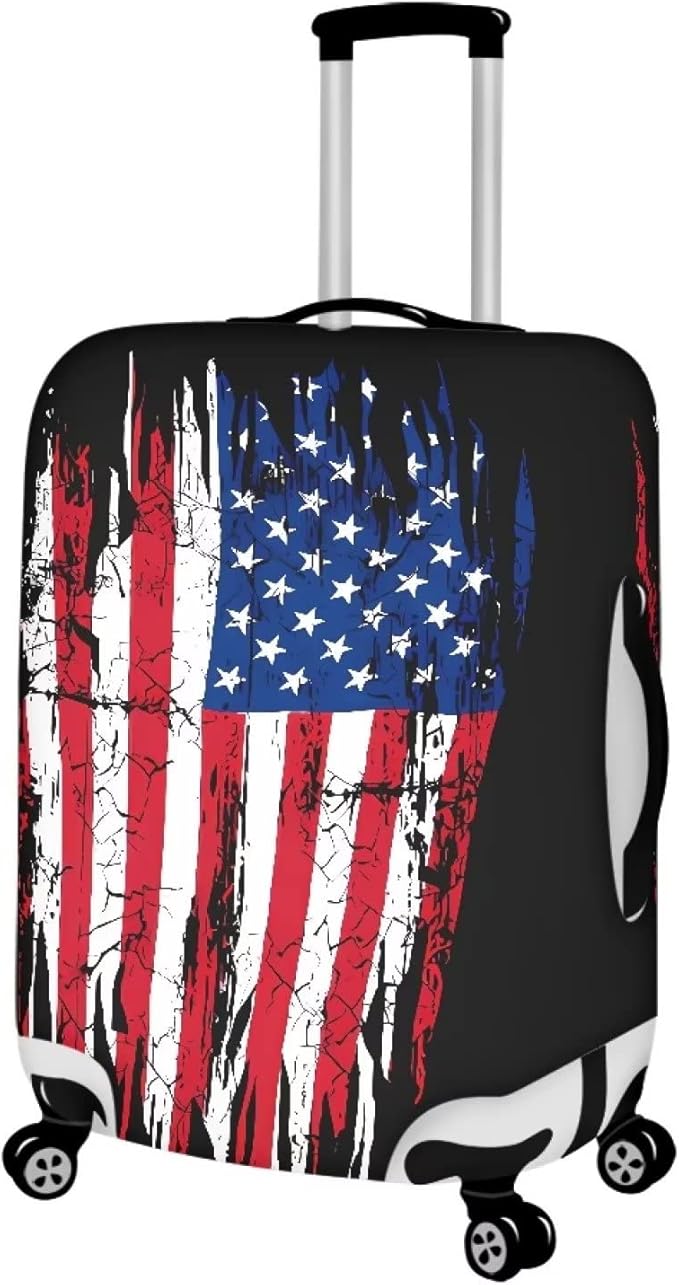 USA Flag Star Stripes Flag Luggage Covers Protector Elastic Spandex Baggage Case Fit 18-21 Inch, 4th of July Independence Day, American Flag Travel Suitcase Cover, Patriotic Flag