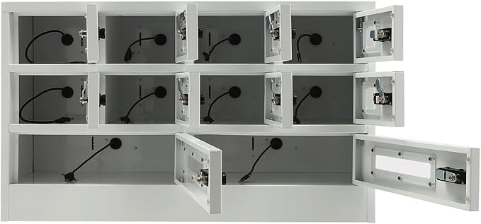 10 Slots Cell Phone Locker Charging Station & Locker Cellphone Charging Station Cabinet with Combination Lock, Tablet Computer and Mobile Phone Charging Station with 3 in 1 Charging Ports
