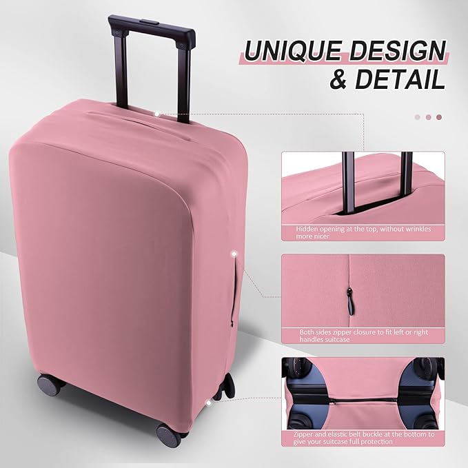 Travel Luggage Cover Suitcase Protector Scratch-Resistant Fit 19-31 Inch Suitcase, Not Included Suitcase (Pink, SX(22-23 inch))