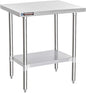 DuraSteel 24x30 Stainless Steel Work Table - NSF Commercial Prep Metal Table - Outdoor Pizza Oven Stand w/Under Shelf - Kitchen Island Laundry Utility Garage Microwave Stand Large Rolling Storage Cart
