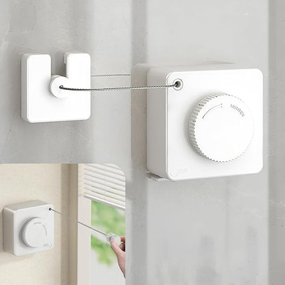 13.8ft(4.2M) Retractable Clothesline, Non-sag Clothesline, Indoor & Outdoor Heavy Duty Retractable Clothesline, Wall Mounted Stainless Steel Washing Line (White)