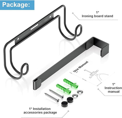 Ironing Board Holder Wall Mount, Over The Door Ironing Board Holder, Over The Door Or Wall Mount Ironing Board Hanger for Y & T Leg Iron Boards (Black)