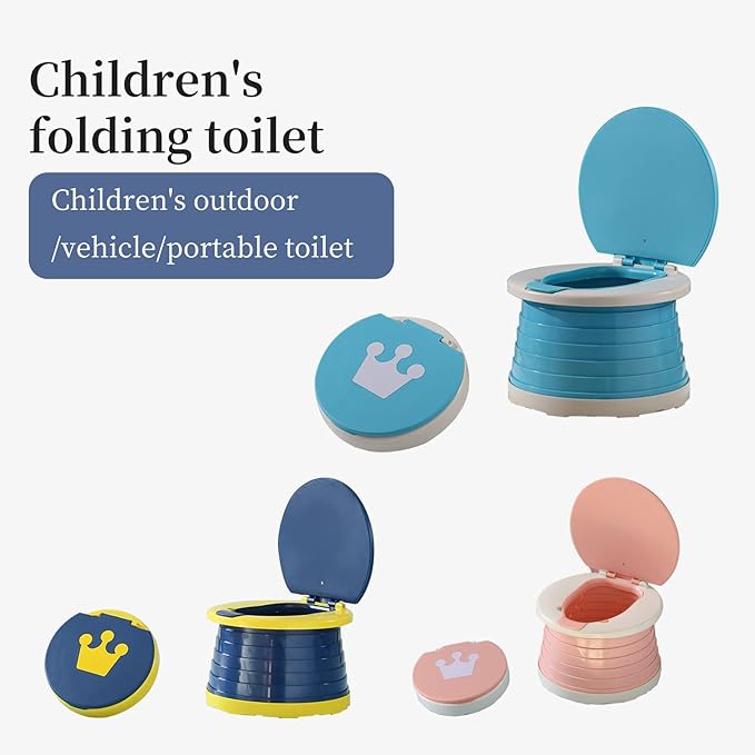 Travel Potty for Toddler, Portable and Foldable Toilet, Apply to Seat Emergency Toilet for Car, Camping, Outdoor, Indoor (blue, small)