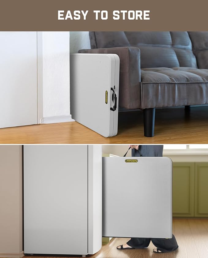 FanttikOutdoor 4ft Portable Folding Table, One-Handed Height Adjustment, 4 Heights, Gravity Lock, Carry Handle, Indoor Outdoor Heavy Duty Fold-in-Half Utility Table, Party, 2-Pack, Grey Zeta X4 Pro