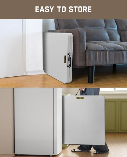 FanttikOutdoor 4ft Portable Folding Table, One-Handed Height Adjustment, 4 Heights, Gravity Lock, Carry Handle, Indoor Outdoor Heavy Duty Fold-in-Half Utility Table, Party, 2-Pack, Grey Zeta X4 Pro