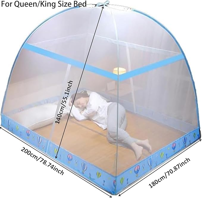 Pop-Up Mosquito Net Tent for Beds, Portable Folding Design with Net Bottom Bedroom and Outdoor Trip for Baby Adults, Easy to Install and Wash for Twin to King Size Bed 79 x71x59 inch (A)