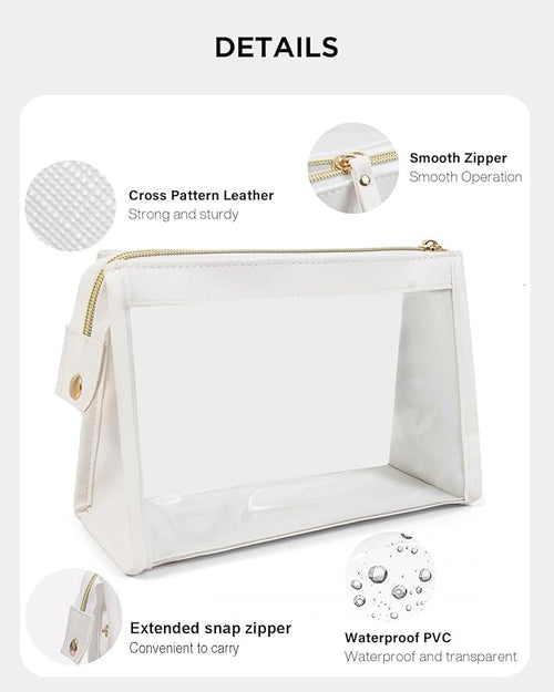 2 Pack Clear Makeup Bag Set Travel Cosmetic Case TSA Approved Toiletry Bag with Zipper Small Make Up Bags for Women Cute Waterproof Carry-on Travel Organizer Car Organizer Bag
