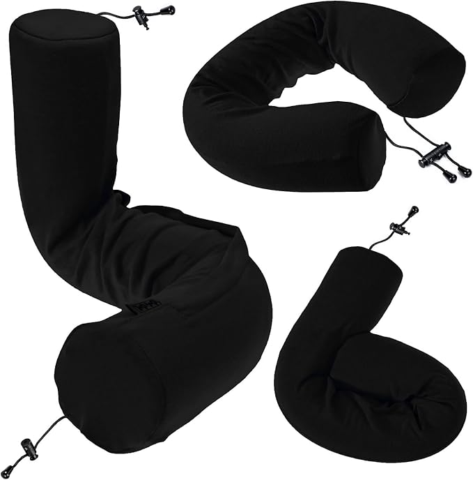 Dot&Dot Twist Memory Foam Travel Pillow for Airplanes - Travel Neck Pillow for Sleeping - Airplane Pillow for Neck Support - Adjustable, Bendable Neck Roll Pillow