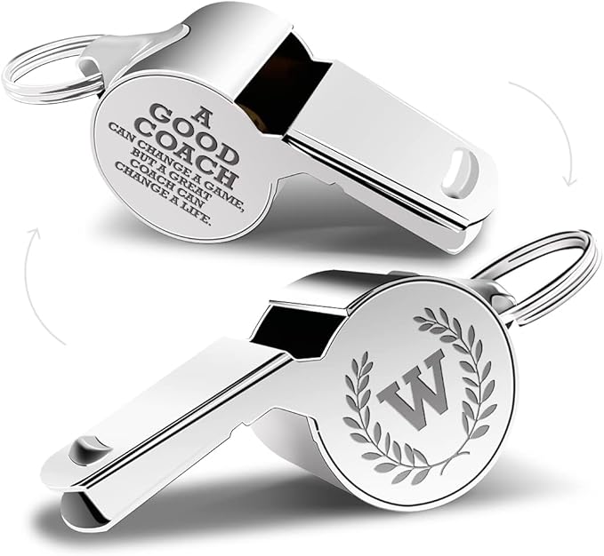 Letters Coach Gifts, Whistle for Coaches, Whistle Emergency, Thank You Coach Gifts, Coaches Whistle with Lanyard Cheer Coach Gift for Men Women Teachers Referees School Sports Coach Outdoor, Letter W