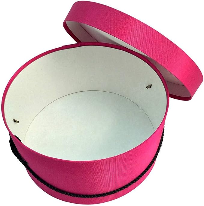 Sarah's Hat Boxes Classic Cerise Hat Box – 14.75" x 7.5" (Dia. x Ht.) Handmade in USA – Odorless Non-Toxic Adhesive, Cording Handle – Premium Storage for Hats & Accessories