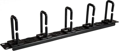 StarTech.com 1U 19" Cable Management Organizer - D Ring Hook Network/Server Rack Cord Manager - Data Center Horizontal Wire Panel with Passthrough Holes w/Mounting HW - EIA/ECA-310-E (CABLMANAGERH)