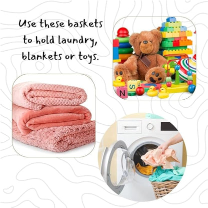 Tall Large Decorative Wicker Storage Basket with Lid, Laundry Hamper, Blanket Storage, Toys Bin, Clothes Holder, Boho Style (Colors Beige)