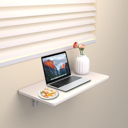 MM MELISEN White Wall Mounted Desk 40x20 Inch (101x50cm), Fold Down Folding Table for Laundry Room, Small Spaces Table