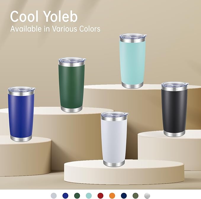 20 oz Tumblers Bulk Stainless Steel Tumbler with Lid Double Wall Vacuum Insulated Coffee Mug 20oz Powder Coated Cup for Hot and Cold Drinks (Blue, 12 pack)