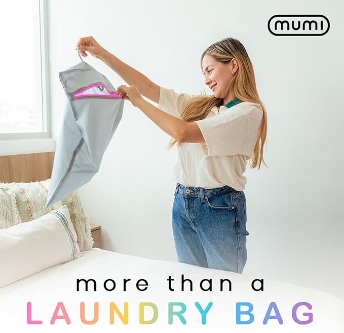 MUMI Travel Laundry Bag – Moisture & Smell-Proof Wash Bag with Folding Hanger & Outer Pouch | Large Washable Bags for Suitcase, Gym & Packing | Clothes Organizer for Trips & Storage - Yellow