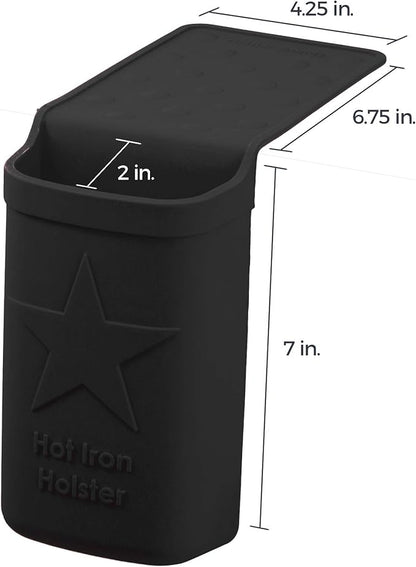 Hot Iron Holster | Adhesive-Free Silicone Storage Pocket for Organization and Travel | Heat Resistant to 500°F | Ideal for Curling Irons, Hair Straighteners, and other Hot Tools