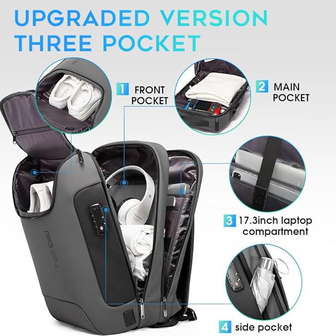 BANGE Anti Theft Backpack With TSA Lock,Waterproof Backpacks With YKK Zipper, High Tech Business Backpack For Men And Women, Laptop Backpack Fits For 17.3 Inch Notebook…